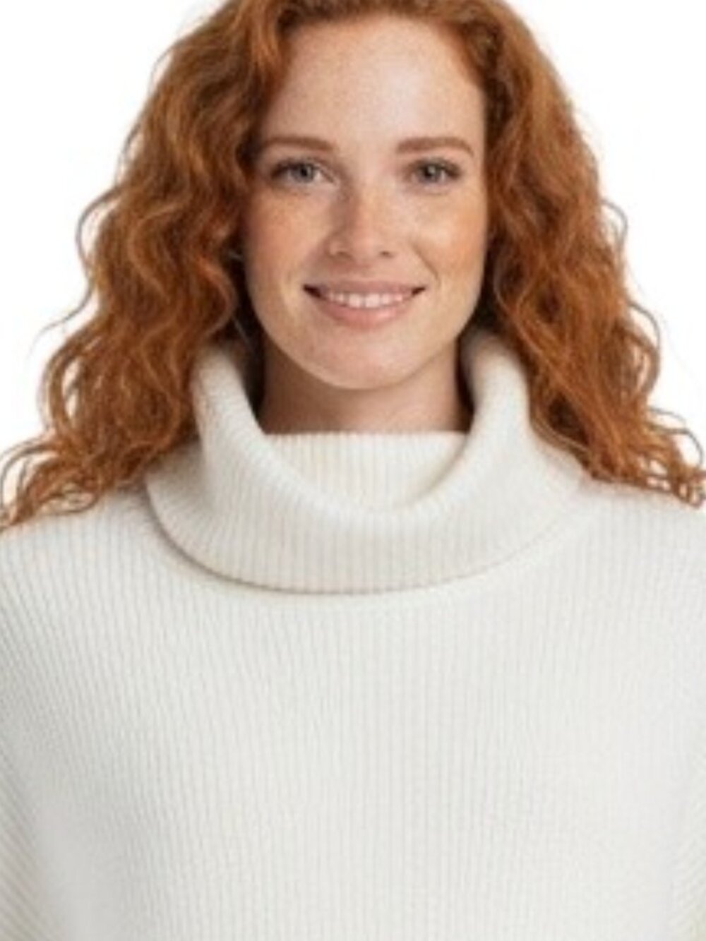 Joseph A Turtleneck Sweater Poncho Dolman Sleeves Boxy Warm Casual Ivory Size M